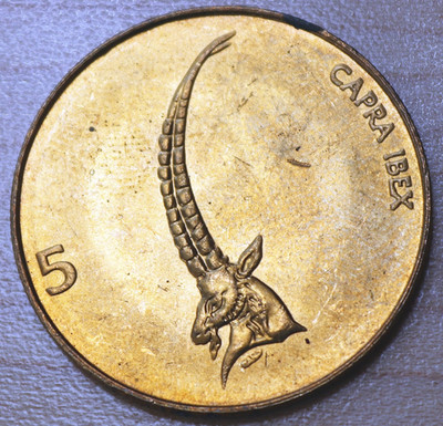 1998 Slovenia 5 Tolarjev Alpine Ibex Unc.