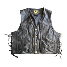 Vintage US Made Co. Leather Biker Vest XXL Made in USA Buffalo Nickel US 1