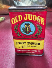 VTG OLD JUDGE SPICE TIN CURRY POWDER DAVID EVANS COFFEE CO ST. Louis MO 1.5 OZ
