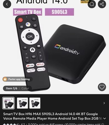 TV98 Smart TV Box Android 14, 2.4G/5G