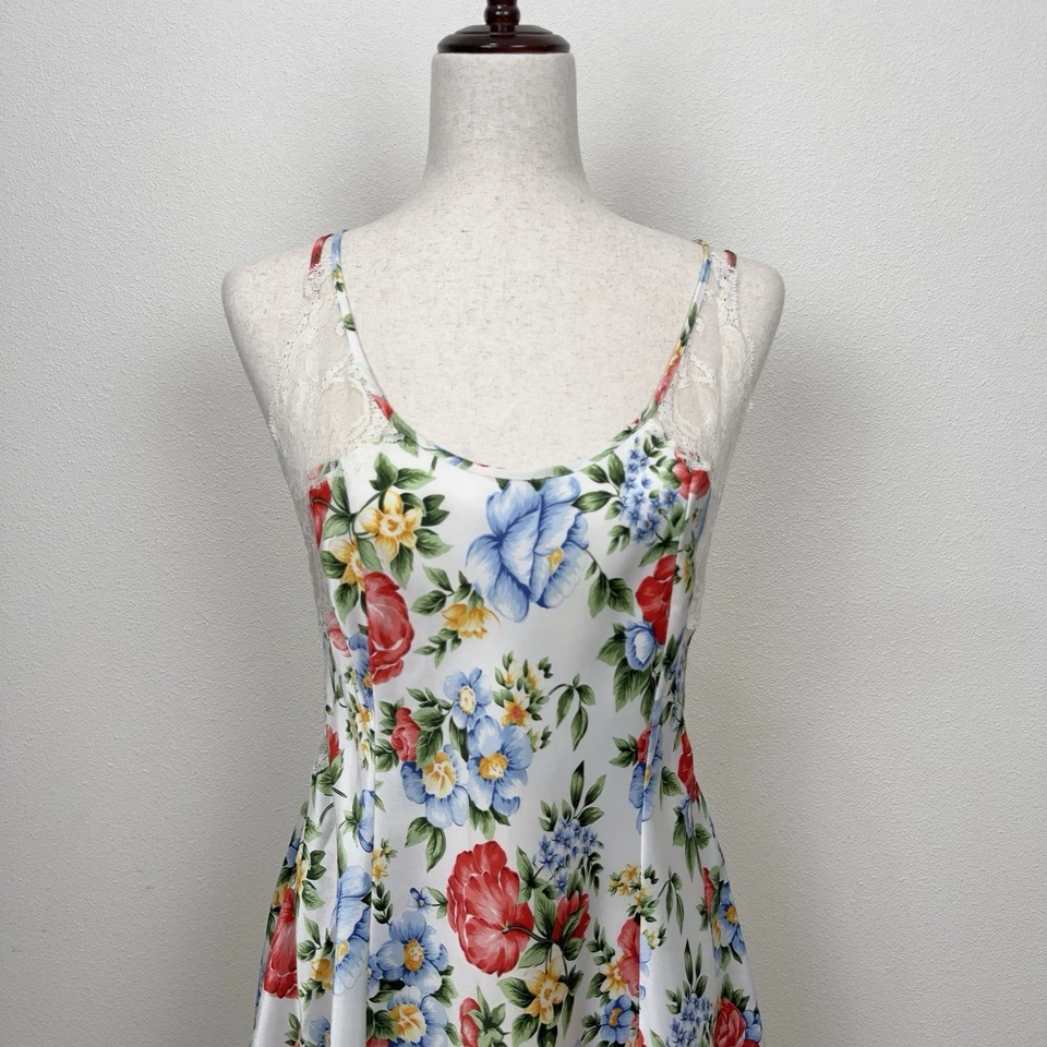 Vestido sin Mangas Victorias Secret De Colección Para Mujer Grande Floral Satinado Hada Coqueta Años 90 Foto 2 de 4