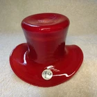 Fenton Red Slag Glass Hat Vase. Paper label and National Fenton Glass Society.