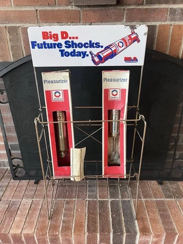 Vintage Bid D Gm Delco Shocks Ac Gas Oil Can Display Rack Sign Metal Century Co