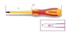 Image of Beta 012720703 3x60mm Screwdrivers For Cross Phillips Screws 1000V VDE