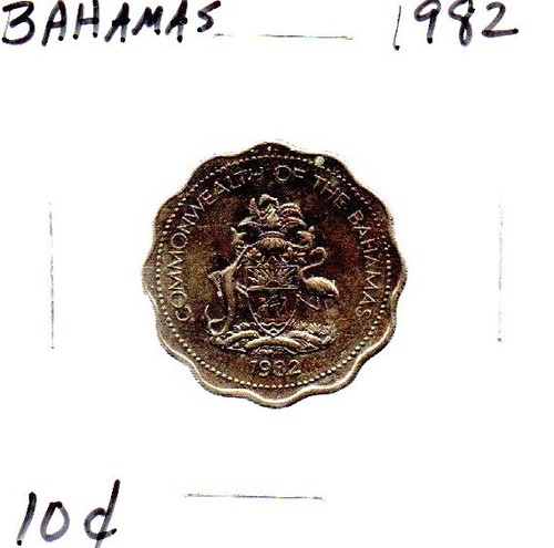 BAHAMAS 10 CENTS 1982 Bonefish COIN as pictured KM61 - Picture 5 of 8