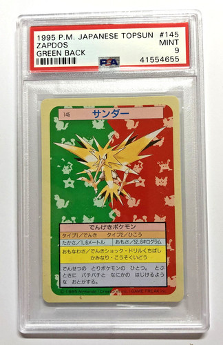 Pokemon PSA 9 Mint 1995 ZAPDOS Topsun Green Back Japanese Promo #145