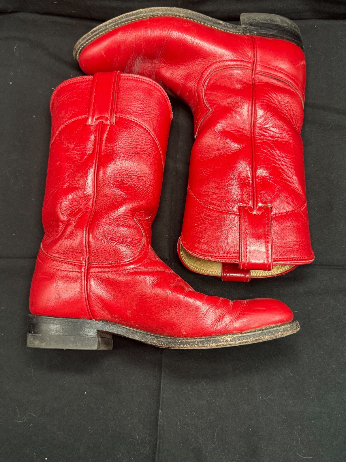 Vintage Women's Justin Red Roper Western Cowgirl Boots size 5 with Box