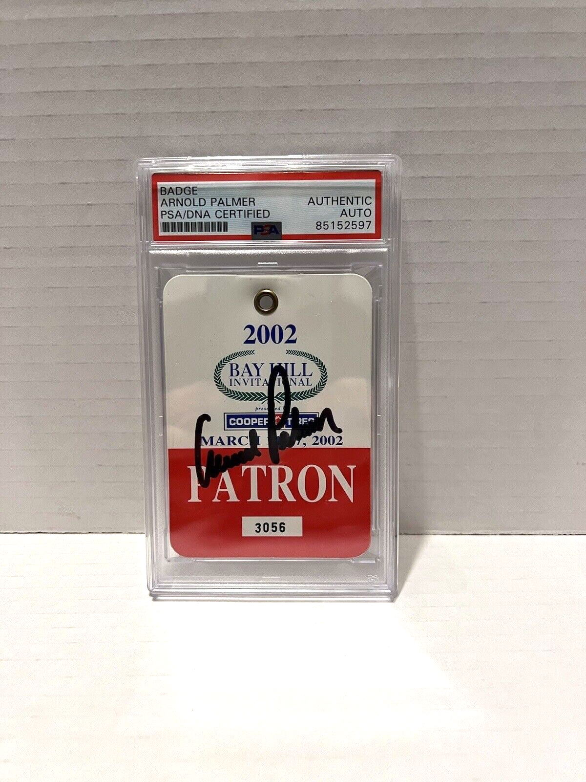 Arnold Palmer Autographed Signed 2002 Bay Hill Invitational Badge PSA #85152597 