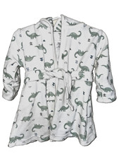 Carters Baby Bath Robe White Gray Dinosaurs Hooded 0-9 mo Just One You