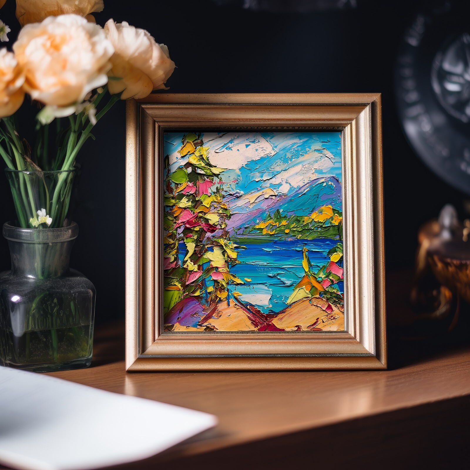 Tahoe Lake Oil Painting Pine Trees Original Art California Landscape ...