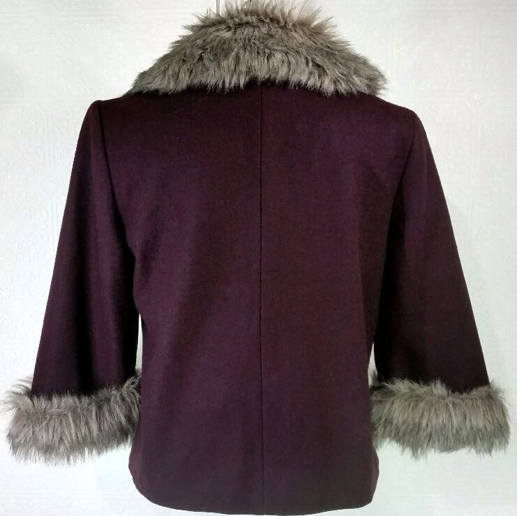 Burgundy Wool Jacket Coat Womens Size Medium (M) XXI - Image 4 of 4
