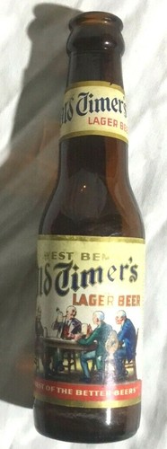 Vintage OLD TIMERS Lager Beer 7oz Bottle.  Original!   West Bend Lithia Co,  WI