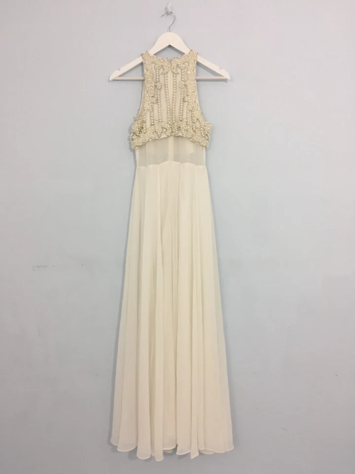Nuevo vestido de novia para mujer Asos talla 8 marfil perlas gasa cremallera F1 Foto 2 de 4