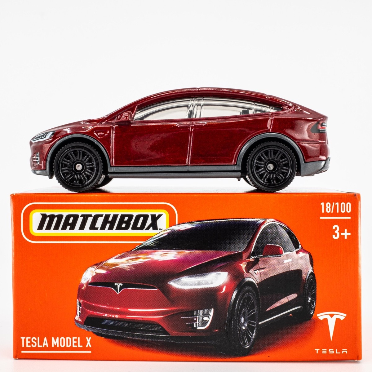 2024 Matchbox Power Grabs #18 Tesla Model X MIDNIGHT CHERRY RED