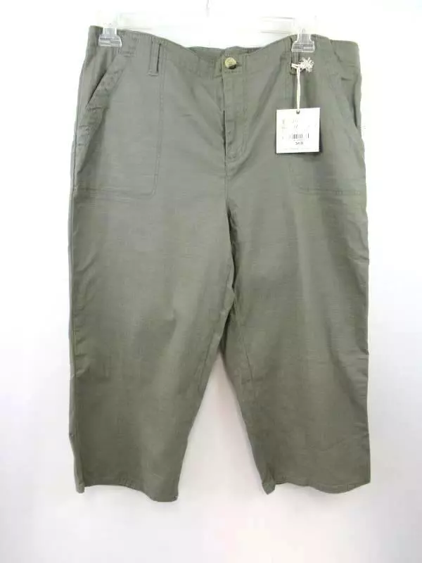 Caffe Marrakesh Capris Pants Olive Green Cotton Blend Women s Plus Size 16 NWT