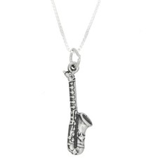 Sterling Silver Saxophone Charm Necklace -with Options
