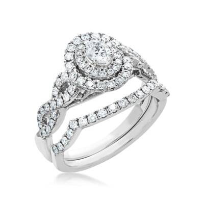 1/2CT White Oval Cut Simulated Diamond Wedding Best Matching 925 Silver Ring Set