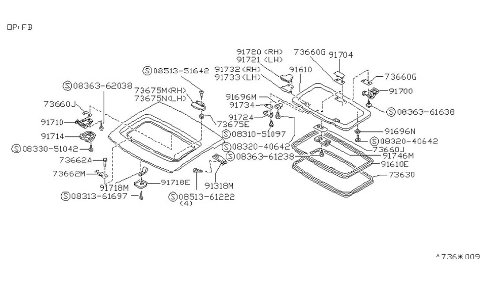 Marco techo corredizo tira climática genuino Nissan Silvia S13 240Sx 91346-40F10 nuevo Foto 2 de 4