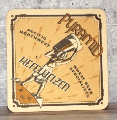 Beer Pub Coaster PYRAMID Hefeweizen Seattle & Kalama, WASHINGTON Breweries B63
