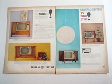 1960 GE General Electric Floor Console TV Television 2-page Vintage Print Ad