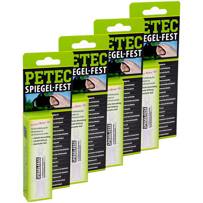 PETEC Rückspiegel Klebeset 93800 SPIEGELFEST Klebe Set 4 Stück a 1g Spiegel Fest