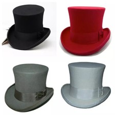 Vintage Top Hat Magic Performing Cap Wool Mad Hatter Tall Hat Height 18CM Gift