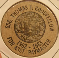 Vintage SSG. Thomas Goodfellow Wooden Nickel - Massachusetts MA Token