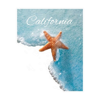 California Starfish blue wave sticker, Kiss-Cut Vinyl Decals