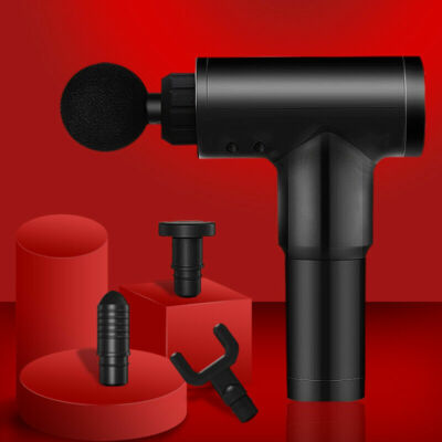 Muscle Massage 4 Heads Mini Gun Percussion Massager Deep Tissue Vibrate Relaxing