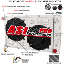 3 Rows Radiator Shroud Fan+Relay Fit 1967-1972 Chevy GMC C10 C20 K10 K20 Pickup