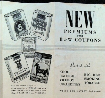 New Premiums for B&W Brochure Brown & Williamson 1930s Cigarettes