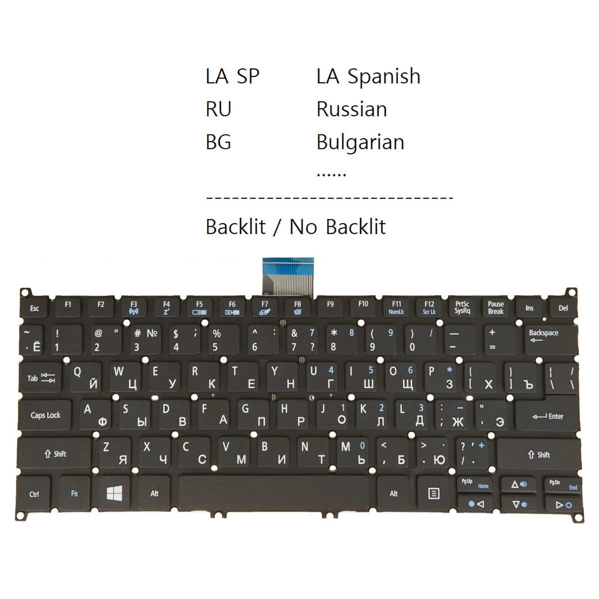 Laptop Keyboard for Acer Travelmate B116-MP P236-M P238-G2-M P238