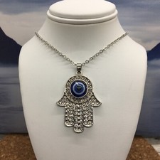 Evil Eye Pendant Amulet Necklace 18-20 Inch Adj Silver-Tone New Free Ship 4400