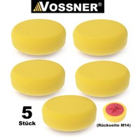 Vossner® Polierschwamm 5X Gelb Hart 150Mm + Teller M14 F. Auto Poliermaschine