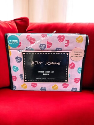 Betsey Johnson Not So Sweet Conversation Hearts Valentine s Day Sheet Set Queen