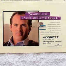 Vintage Nicorette Nicotine Gum Magazine Print Ad Partial Page Advertisement 1994