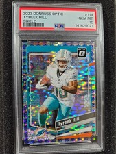 🌟 2023 Donruss Optic Tyreek Hill SHIELD PRIZM #10/32 Miami Dolphins PSA 10