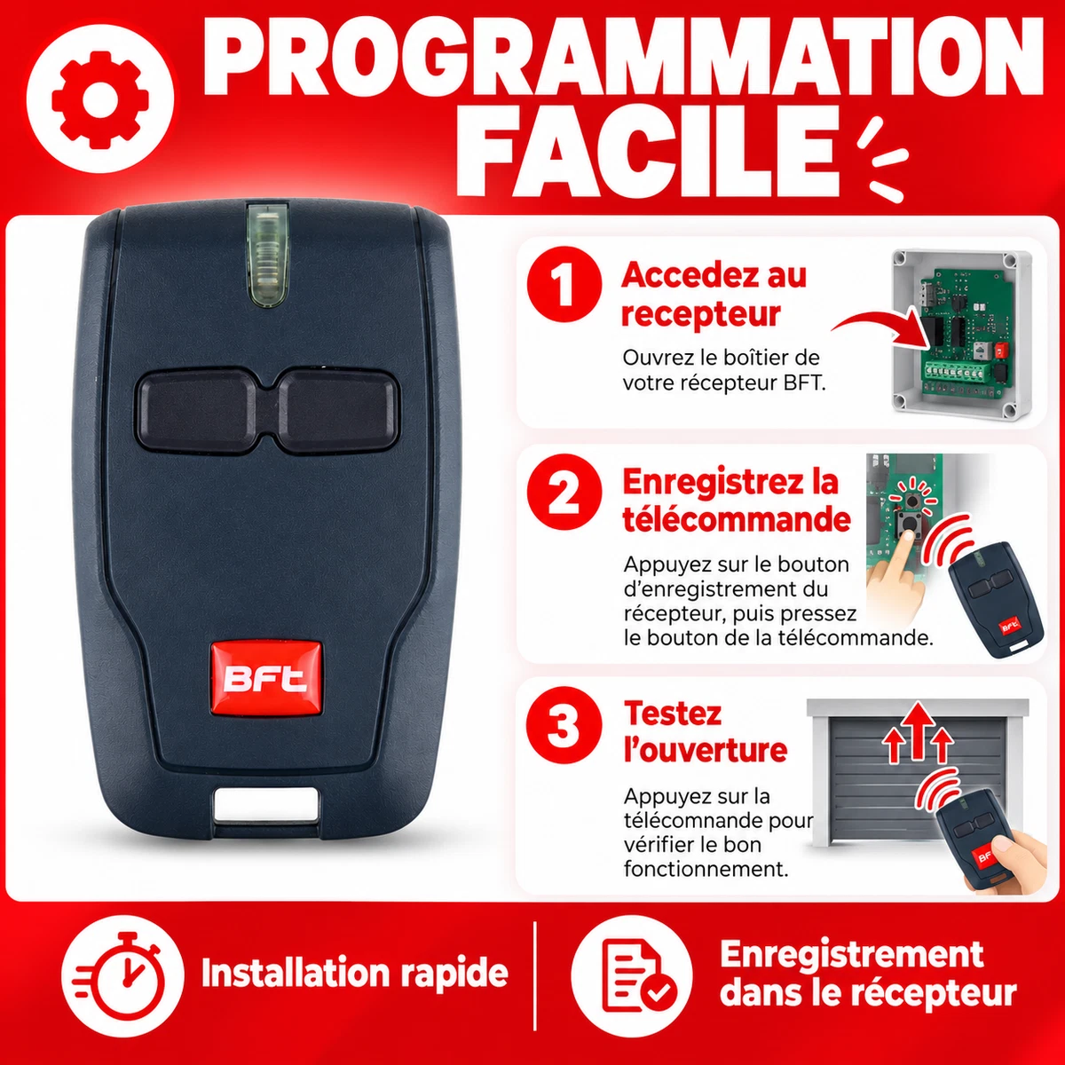 1 télécommande BFT MITTO B RCB02 - MITTO 4 433,92MHz 2 canaux - neuve