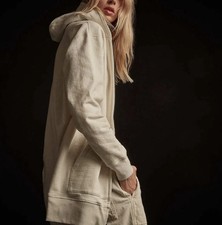 Image of RRP £253 JAMES PERSE WMNS Oversized Terry Zip Hoodie - Ivory Size 1/ UK 8
