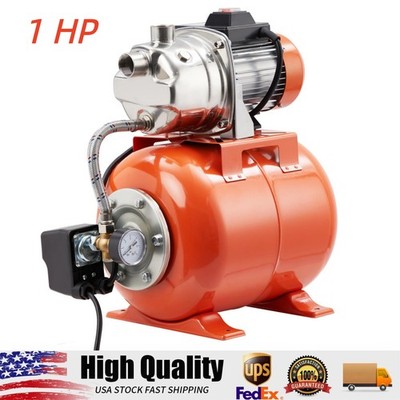 1HP 115V Shallow Well Pump with Pressure Tank, Stainless Steel Irrigation Pump