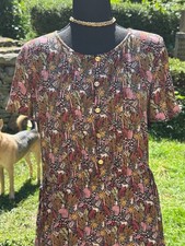 Loft Womens Paradise Lost Mini Dress Size S Jungle Animal Pintuck Pleat Cats