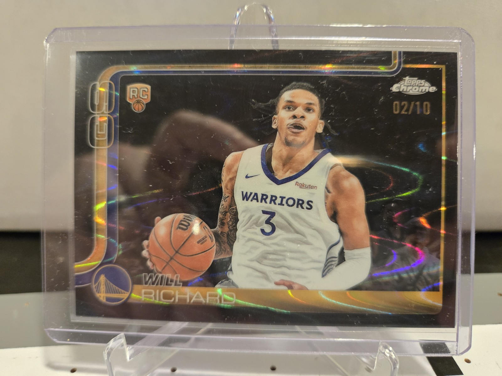 2025-26 Topps Chrome Black RayWave Refractor #287 Will Richard Rookie 02/10 GSW