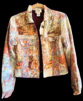 Sandy Starkman Purple Silk 90s Boho Jacket Size Small - Art To Wear!