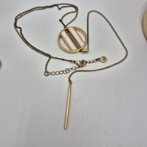 Authentic Jenny Bird Necklace Lariat Minimalist White Stone Long Gold Plated *B*