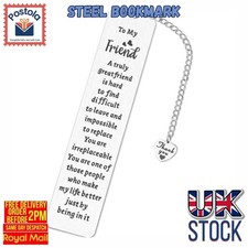 To My Friend Steel Bookmark Gift with Chain & Heart Charm
