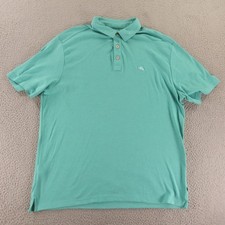 Tommy Bahama Polo Shirt Mens L Green Marlin Logo Short Sleeve Casual Golf