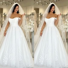 Boho Wedding Dresses Off The Shoulder Lace Appliques A Line Bridal Gowns