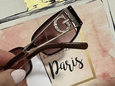 GUESS Brown SUNGLASSES Women Rare G Crystal Logo