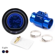 2" 52mm EVO Red&Blue LED Water Temp Gauge Meter w/36mm Joint Pipe Sensor Adapter