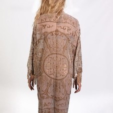 CHAMPAGNE ARTDECO STEVIE NICKS STYLE VELVET MUCHA GYPSY BOHO DELUXE DUSTER